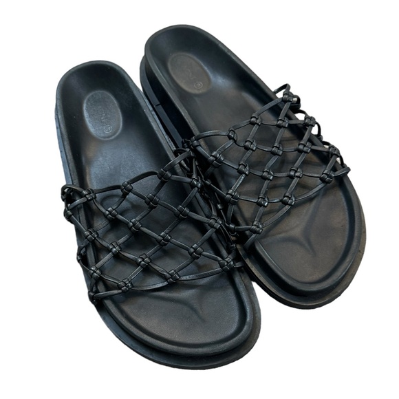 St. Agni Macrame Gio Slide Sandals - Black 40 - Picture 4 of 9